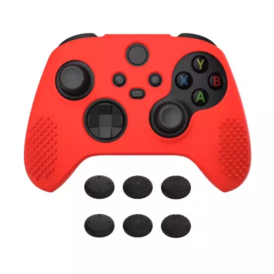 PlayVital Passion Red 3D Studded Edition Anti-slip Silicone Cover Skin for Xbox Series X/S Controller, Rubber Case Protector for Xbox Series X/S Controller with 6 Black Thumb Grip Caps - SDX3014 PlayVital Passion Red 3D Studded Edition Anti-slip Silicone Cover Skin for Xbox Series X/S Controller, Rubber Case Protector for Xbox Series X/S Controller with 6 Black Thumb Grip Caps - SDX3014
