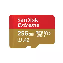 SanDisk 256GB Extreme microSD UHS I Card for 4K Video on Smartphones, Action Cams & Drones 190MB/s Read, 130MB/s Write SDSQXAV 256G GN6MN, Red/Gold