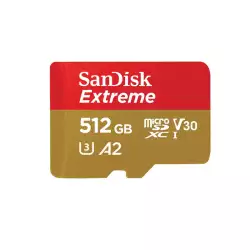 SanDisk 512GB Extreme microSD UHS I Card for 4K Video on Smartphones, Action Cams & Drones 190MB/s Read, 130MB/s Write, SDSQXAV 512G GN6MN, Red/Gold