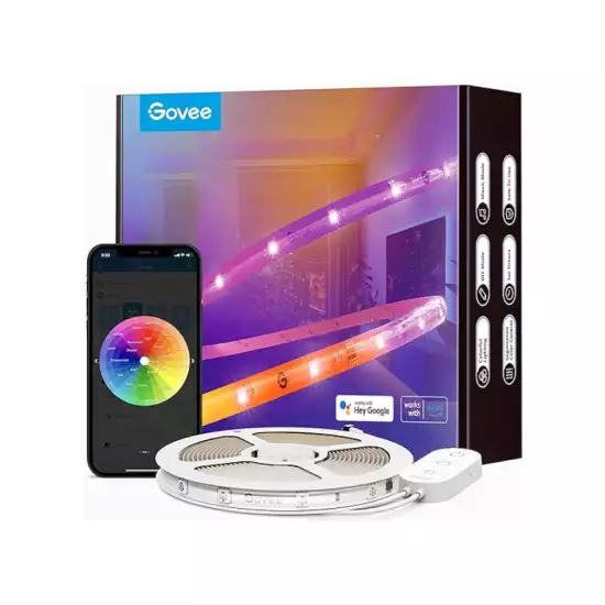 Govee RGBIC Alexa LED Strip Light, 5m Smart WiFi App Control, Alexa and Google Assistant Compatible, Music Sync LED Lights for Bedroom, Living Room Model: H619A Govee RGBIC Alexa LED Strip Light, 5m Smart WiFi App Control, Alexa and Google Assistant Compatible, Music Sync LED Lights for Bedroom, Living Room Model: H619A