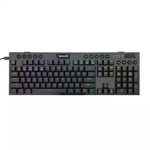Redragon K618 Horus Wireless RGB Mechanical Keyboard, Bluetooth/2.4Ghz/Wired Tri-Mode Ultra Thin Low Profile Gaming Keyboard w/No-Lag Cordless Connection, Dedicated Media Control & Linear Red Switch