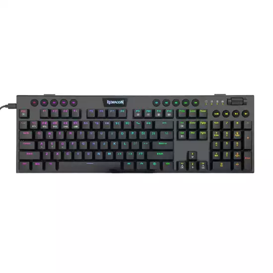 Redragon K618 Horus Wireless RGB Mechanical Keyboard, Bluetooth/2.4Ghz/Wired Tri-Mode Ultra Thin Low Profile Gaming Keyboard w/No-Lag Cordless Connection, Dedicated Media Control & Linear Red Switch