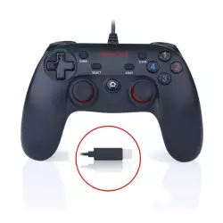 Redragon G807 Gamepad, PC Game Controller, Joystick with Dual Vibration, Saturn, for Windows PC, PS3, Playstation, Android, Xbox 360 (Black, Wired)