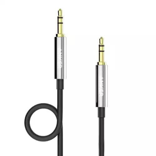 Anker (AUX)3.5 mm Male To Male Audio Cable, Black - A7123H12 - 18 Months Local Warranty