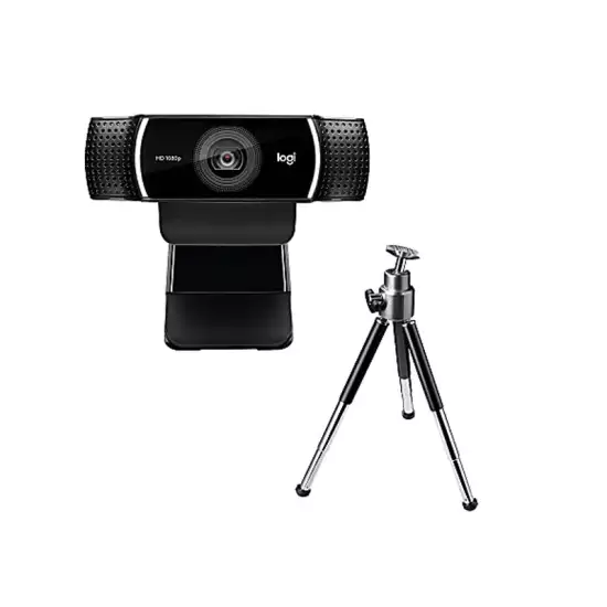 Logitech C922 Pro Stream Webcam, HD 1080p/30fps or HD 720p/60fps Hyperfast Streaming, Stereo Audio, HD light correction, Autofocus, For YouTube, Twitch, XSplit, PC/Mac/Laptop/Macbook/Tablet - Black