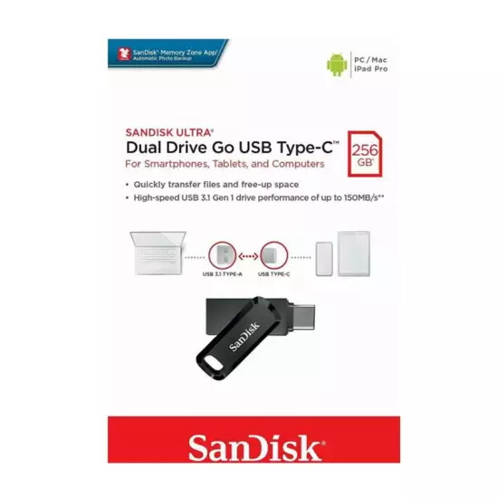 SanDisk Ultra Dual Drive Go USB Type-C Flash Drive 256GB SanDisk Ultra Dual Drive Go USB Type-C Flash Drive 256GB