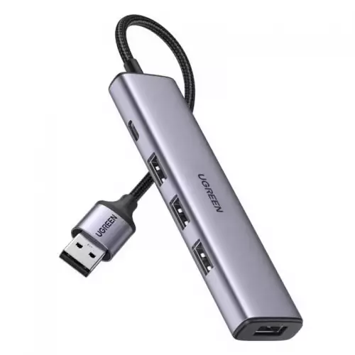 UGREEN 4 in 1 USB 3.0 Hub, 3x USB 3.0 Ports Gray | 20805