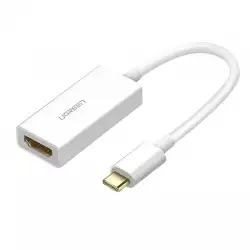 Ugreen USB-C Male To HDMI Female Adapter, Up To 4k@30Hz, 20cm Cable White | 40273