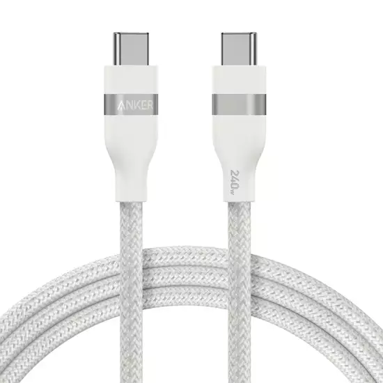 Anker USB-C to USB-C Cable 6ft 240W - White | A82E2H22 Anker USB-C to USB-C Cable 6ft 240W - White | A82E2H22