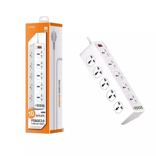 LDNIO SC10610 Power Socket PD 20W Fast Charging Smart Power Strips 10 Universal Standard Charging Power Extension