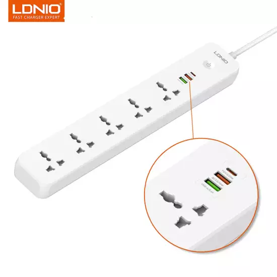LDNIO SC5319 Multi Socket Extension Lead with 5 AC 3 USB Power Socket Plug Extender 2M LDNIO SC5319 Multi Socket Extension Lead with 5 AC 3 USB Power Socket Plug Extender 2M