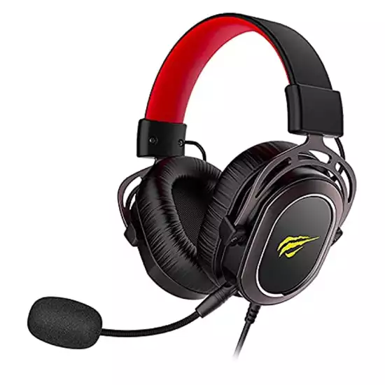 Havit H2008D Gaming headphone With High Magnetic 50MM Speakers, Adjustable Headband and Pluggable Mic  black & Red Wired