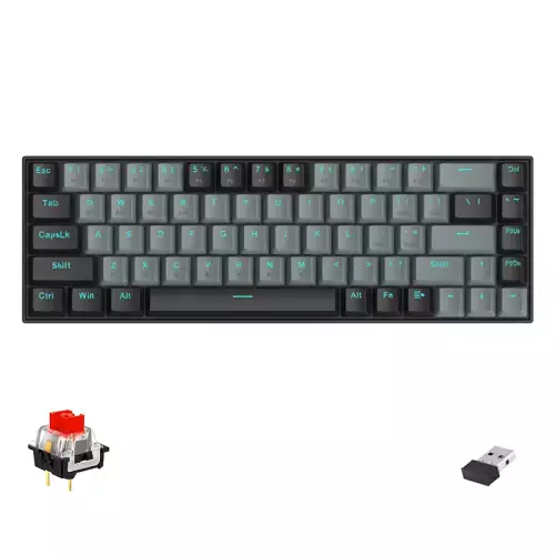 Redragon K662 Gwern Dual Mode Wireless Bluetooth Gaming Mechanical Keyboard Red Switch - Grey Black