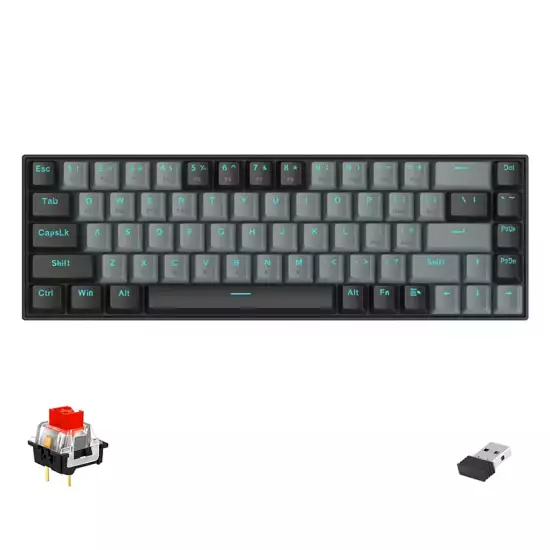 Redragon K662 Gwern Dual Mode Wireless Bluetooth Gaming Mechanical Keyboard Red Switch - Grey Black