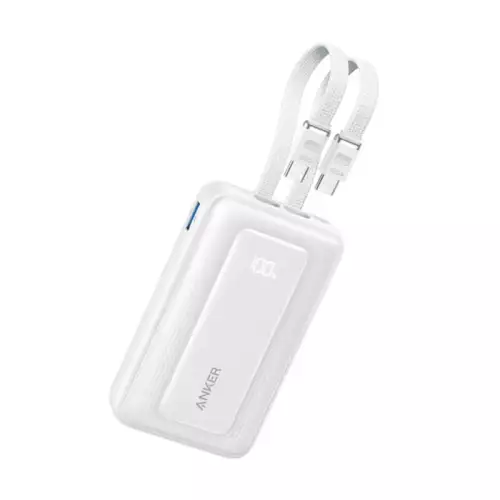 Anker Zolo Power Bank 10000mAh 35W Fast Charging with Built-in Dual USB-C Cables - White |A1680H12 