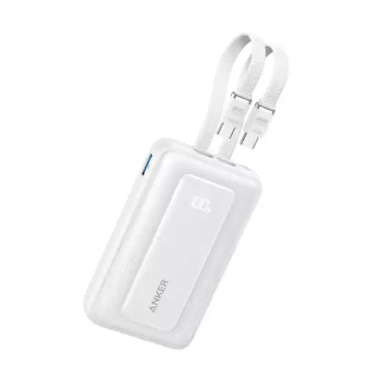 Anker Zolo Power Bank 10000mAh 35W Fast Charging with Built-in Dual USB-C Cables - White |A1680H12