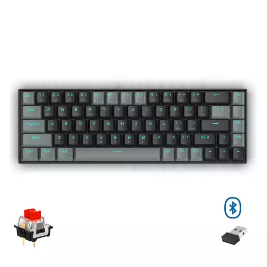 Redragon K662 Gwern Dual Mode Wireless Bluetooth Gaming Mechanical Keyboard Red Switch - Black Grey