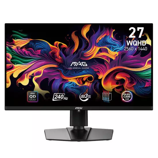 MSI MAG 271QPX 27 Inch WQHD QD-OLED E2 Gaming Monitor Black | 9S6-3CD89T-021
