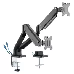 Twisted Minds Dual 17"-32" Monitor Arm Aluminum Desk Mount Fits Two Monitor Full Motion Adjustable With Usb 3.0- Vesa/C-Clamp/Grommet/Cable Management