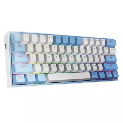 Redragon K617-RGB Fizz White Bule compact 60 mechanical keyboard with red switches RGB lighting full anti-ghosting and USB-C connectivity