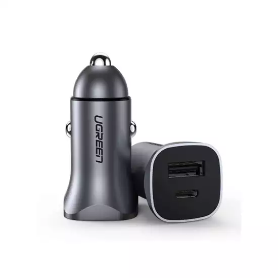 Ugreen 2-Port Fast Car Charger 30W - CD130 - Gray
