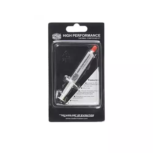 Cooler Master HTK-002-U1 thermal paste white color 0.8 W m C thermal conductivity 2.37 specific gravity nonflowing high dielectric strength