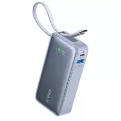 Anker Nano Power Bank, 10000mAh Battery Capacity, 30W Two-Way Fast Charging, USB Type-C & USB Type-A Interfaces, 19cm Built-In Type-C Cable, Ice Lake Blue | A1259H31