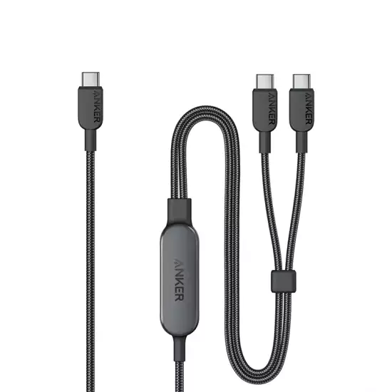 Anker 2-in-1 USB-C to USB-C Cable 4ft 140W - Black | A8895H11 Anker 2-in-1 USB-C to USB-C Cable 4ft 140W - Black | A8895H11
