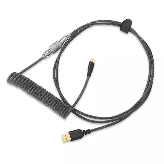 Redragon A115 Coiled USB-C Keyboard Cable Custom Type-C Mechanical Gaming Keyboard Cable 5.28ft Black