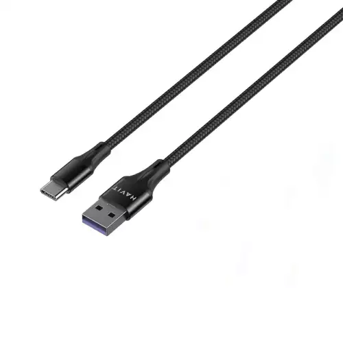 HAVIT Super VOOC Flash Charging C-Type Data Sync And Charging 5A,Double Nylon Braided100cm FOR (Oppo R15/RENO/RENO2/RENO2 Z/Reno F/Realme X3/XT,VIVO.ONEPLUS) 1 M Black