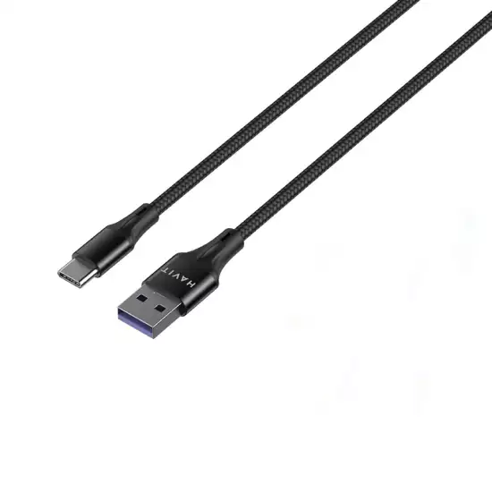 HAVIT Super VOOC Flash Charging C-Type Data Sync And Charging 5A,Double Nylon Braided100cm FOR (Oppo R15/RENO/RENO2/RENO2 Z/Reno F/Realme X3/XT,VIVO.ONEPLUS) 1 M Black