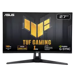 ASUS TUF Gaming VG27AQ3A Gaming Monitor – 27-inch, QHD(2560x1440), 180Hz, Fast IPS, ELMB Sync, 1ms (GTG), Freesync Premium, G-Sync compatible, Variable Overdrive, 130% sRGB - Black