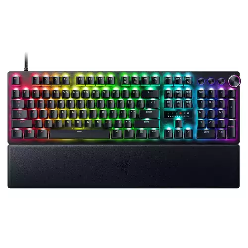 Razer Huntsman V3 Pro Esports Gaming Keyboard Analog Optical Switches - Razer Snap Tap - Rapid Trigger - Adjustable Actuation - Media Keys & Dial - Doubleshot PBT Keycaps - Wrist Rest - Black  RZ03-04970100-R3M1