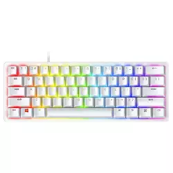Razer Huntsman Mini (Purple Switch) - 60% Compact Gaming Keyboard (Clicky Optical-Mechanical Switches, Doubleshot PBT Keycaps, Detachable USB-C Cable) US Layout | Mercury White
