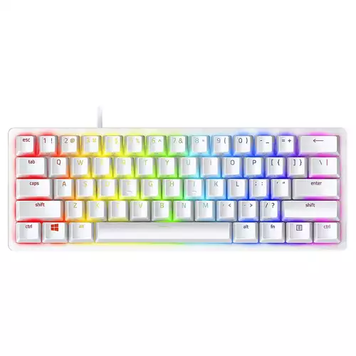 Razer Huntsman Mini (Purple Switch) - 60% Compact Gaming Keyboard (Clicky Optical-Mechanical Switches, Doubleshot PBT Keycaps, Detachable USB-C Cable) US Layout | Mercury White
