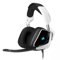 Corsair Void Elite RGB USB Gaming Headset (7.1 Surround Sound, Optimised Omnidirection Microphone, Customisable RGB Lighting, Microfibre Mesh Fabric Earpads, Aluminium Construction) - White