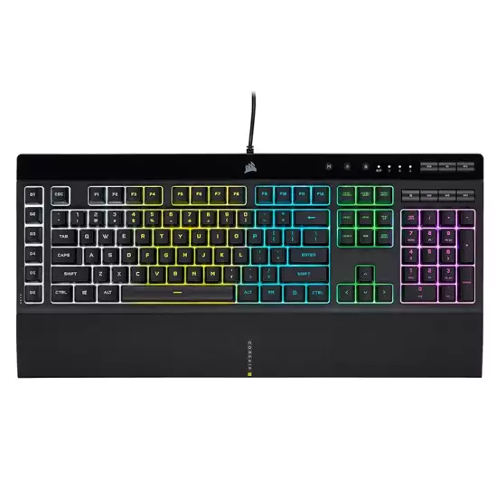 Corsair K55 RGB PRO Membrane Wired Gaming Keyboard – IP42 Dust and Spill-Resistant – 6 Macro Keys with Elgato Integration – iCUE Compatible – QWERTY NA – PC, Mac, Xbox – Black