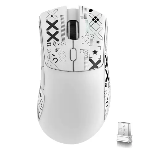 ATTACK SHARK R1 Wireless/Wired Gaming Mouse (White+Sticker)