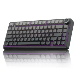AULA F75 Mechanical Keyboard Gaming, 2.4 GHz/Type-C/BT5.0 Wireless Gaming Keyboard 75 Percent, Side Engraved, Structure of Seal, Hot Swappable Wireless Keyboard RGB (Grey with Colour Gradient)