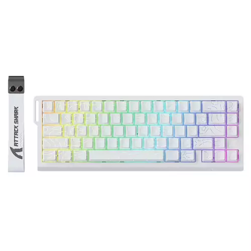 ATTACK SHARK X68 HE 8000Hz Rapid Trigger Keyboard, 0.01mm RT Accuracy Wired Gaming Keyboard with Magnetic Switch, Adjustable Actuation, Rapid Trigger, Snap Tap, RGB Lighting for PC/Mac, White Contours