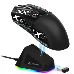 ATTACK SHARK X11 Lightweight Tri-Mode Wireless 2.4G/USB-C Wired/BT Gaming Mouse with RGB Charging Dock ,22K DPI,PAW3311 Optical Sensor (Black)