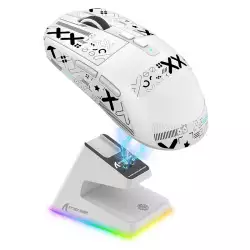 ATTACK SHARK X6 Lightweight Wireless Gaming Mouse with Anti Slip Mouse Grip Tape, Self Adhesive Design Elastics Refined Side Grips Sticker Sweat Resistant Pads/Anti Sweat Paste, Cut to Fit (White)