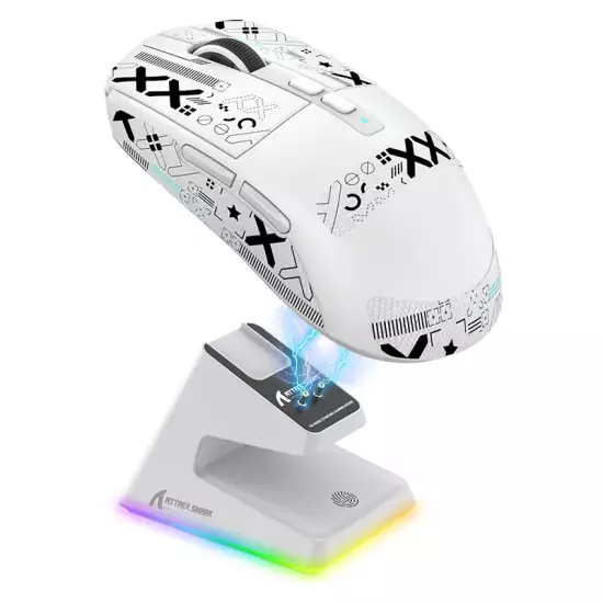 ATTACK SHARK X6 Lightweight Wireless Gaming Mouse with Anti Slip Mouse Grip Tape, Self Adhesive Design Elastics Refined Side Grips Sticker Sweat Resistant Pads/Anti Sweat Paste, Cut to Fit (White)