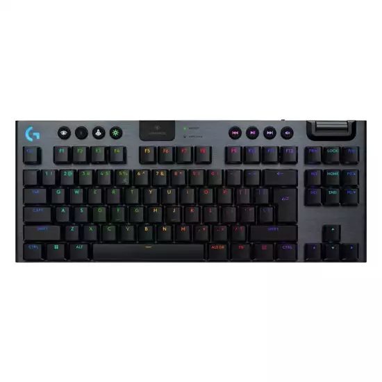 Logitech G915 X LIGHTSPEED TKL Mechanical Keyboard, Clicky Switches, Double-Shot PBT Keycaps, LIGHTSYNC RGB Illumination, Tri-Mode Connectivity, English (US) Layout, Black | 920-012757 Logitech G915 X LIGHTSPEED TKL Mechanical Keyboard, Clicky Switches, Double-Shot PBT Keycaps, LIGHTSYNC RGB Illumination, Tri-Mode Connectivity, English (US) Layout, Black | 920-012757