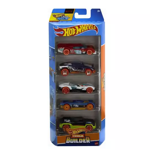Hot Wheels Netflix Track Builder (Gruppox24, Lightnin Bug, Roadster Bite, Mach it Go & Drone Duty) 5 Vehicle Pack (HTV52)