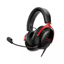 HyperX Cloud III Wired Gaming Headset, For PC / PS5 / PS4 / Xbox Series, Angled 53mm Drivers, Noise Cancelling, With LED Mic Mute Indicator, 10Hz-21kHz Frequency Response, Black/Red | 727A9AA