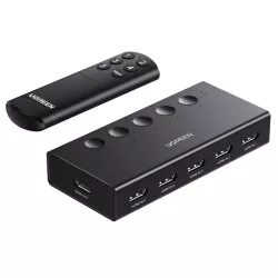 UGREEN HDMI Switch 5 in 1 Out 4K@60Hz, HDMI Splitter with Remote 5 Port Switcher Selector Box Support 3D CEC HDR HDCP2.2 Compatible with PS5/4/3 Xbox Nintendo Switch Roku TV Fire Stick Black 90512