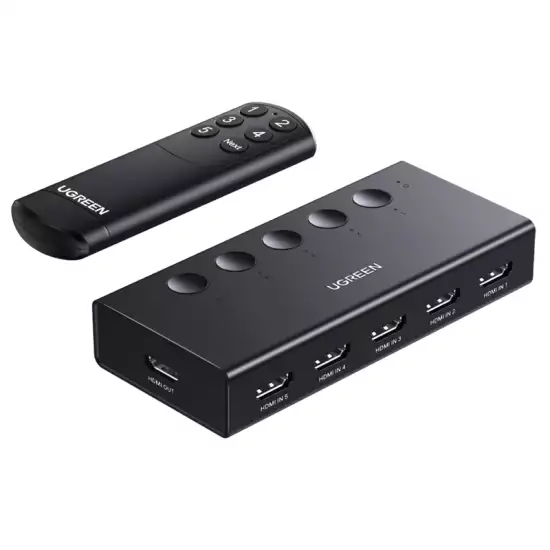 UGREEN HDMI Switch 5 in 1 Out 4K@60Hz, HDMI Splitter with Remote 5 Port Switcher Selector Box Support 3D CEC HDR HDCP2.2 Compatible with PS5/4/3 Xbox Nintendo Switch Roku TV Fire Stick Black 90512 UGREEN HDMI Switch 5 in 1 Out 4K@60Hz, HDMI Splitter with Remote 5 Port Switcher Selector Box Support 3D CEC HDR HDCP2.2 Compatible with PS5/4/3 Xbox Nintendo Switch Roku TV Fire Stick Black 90512