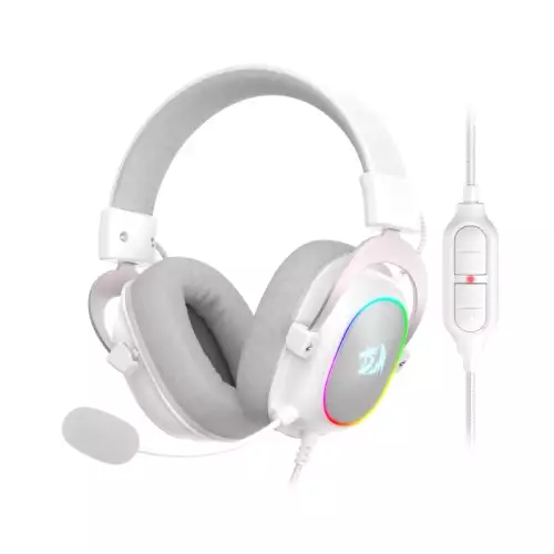Redragon H510 Zeus-X RGB White Wired Gaming Headset - 7.1 Surround Sound - 53MM Audio Drivers in Memory Foam Ear Pads w/Durable Fabric Cover- Multi Platforms Headphone - USB Powered for PC/PS4/NS (Used)