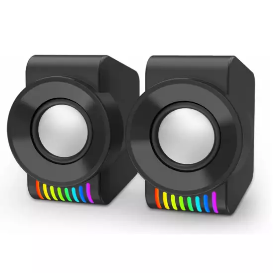 Redragon GS514 PC Gaming Speaker, 2.0 Channel Stereo Desktop Computer Speaker with Dynamic RGB, Quality Bass and Crystal Clear Sound, USB Powered with a 3.5mm Connector